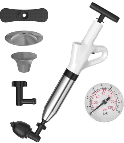 Crynvor 7 Stk Rohrreinigungspumpe, Abflussreiniger Pumpe, Rohrpumpe, Pressluft Rohrreiniger, Abflusspumpe, Abfluss Pistole Pumpe, Toilettenpumpe, für Waschbecken, Toiletten, Badezimmer, Dusche