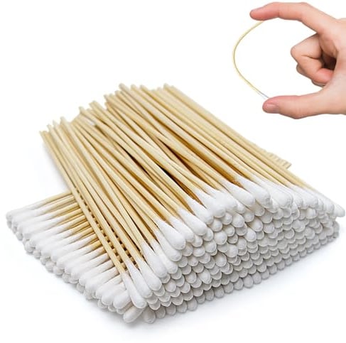 KUBDPQOR 300 Stück 15cm Holz Ohrenstäbchen Wattestäbchen Lang, Natürliche Holzstäbchen, Hygiene-Wattestäbchen für Ohrpflege und Schönheitspflege, Umweltfreundlich