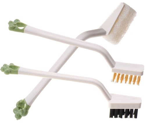 YOSADIER 3pcs White Stove Cleaning Brush Set with Handle for Kitchen Countertop and Cooker Surface, Multifunctional Kitchen Cleaning Brushes for Gas Hob and Sink Maintenance