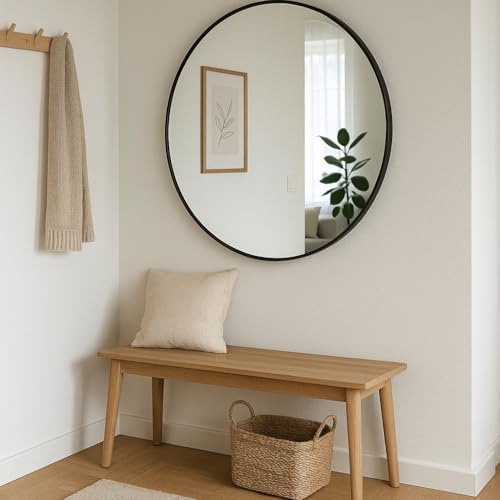 EDAXO Runder Spiegel Noor, Metallrahmen, Ø 80 cm (schwarz)