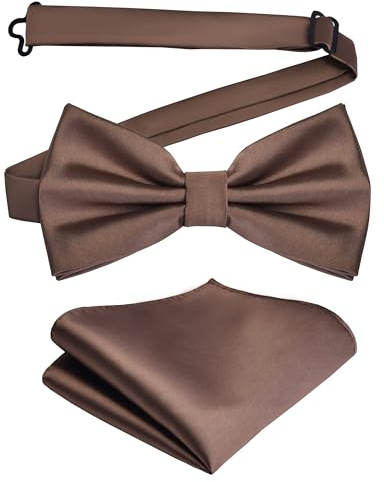 LXSONGLING Vorgebundene Fliege Herren Schwarz, Verstellbar mit Einstecktuch, Set für Hochzeit Business Smoking Look