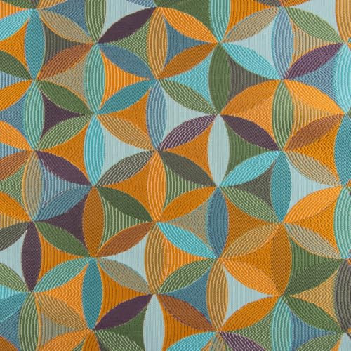 Möbelstoff AURA Retro Blumen petrol orange