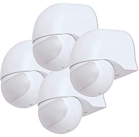 conecto Infrarot Bewegungsmelder innen+außen Aufputz Wand LED 180° schwenkbar neigbar IP44 Dämmerungssensor (4er Set), weiß