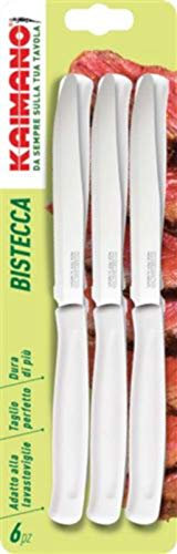 Kaimano 6 Coltello per bistecca Dinamik inox cm 11,5 vari colori 6 PEZZI (Bianco)