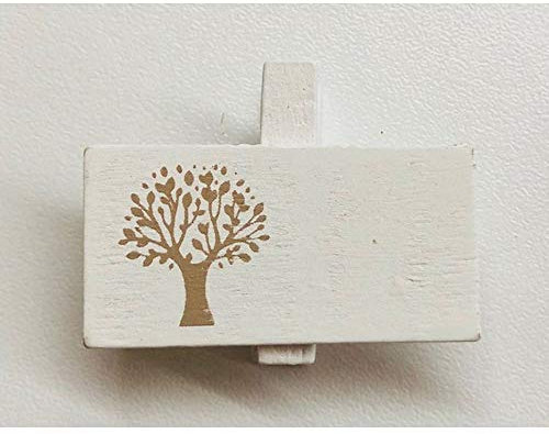 12x Targhetta bianca legno con molletta ALBERO DELLA VITA decorazione