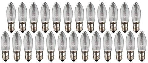 hellum Ersatz-Kerzen für Schwibbogen, 25 Stück 8V 3W Riffelkerze für Weihnachtsbaum Kerzen Lichterketten innen mit 30 Brennstellen, Birnen für Lichterbogen E10/ 8V/ 3W/ 22 Lumen 911114