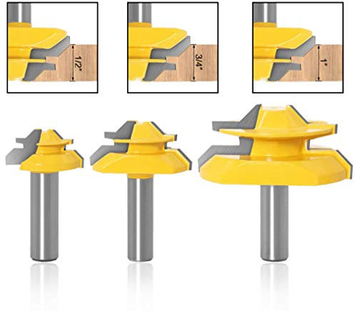 Lock Miter 45 Degree Joint Router Bits. 3 Pcs