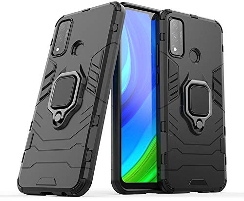 AKABEILA Coque Huawei P Smart 2020, Compatible pour Huawei P Smart 2020 Coque Etui Couverture Bague Support Magnétique Titulaire PC Silicone Armure Hybride Antichoc Protection Complète, Noir