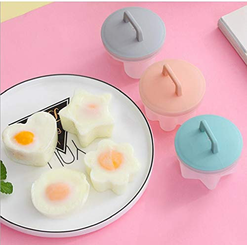 4 Pcs/set Cute Egg Poacher Plastic Egg Boiler Kitchen Egg Cooker Tools Egg Mold Form Maker with Lid Brush Pancake