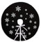 N&T NIETING Christmas Tree Skirt, 30 Inches White Snowflake Printed Black Rustic Burlap Tree Skirt, Farmhouse Xmas Tree Holiday Decorations