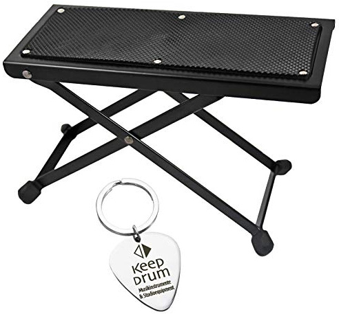 keepdrum GS014 Fußbank Spielhilfe für Gitarre + Plektrum Schlüsselanhänger