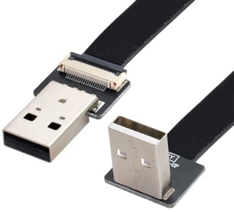 chenyang USB 2.0 Flachkabel USB 2.0 Stecker zu Stecker 90 Grad nach oben abgewinkelt Ribbon Flex Datenübertragung Lade Verlängerungskabel Adapter 0.2M