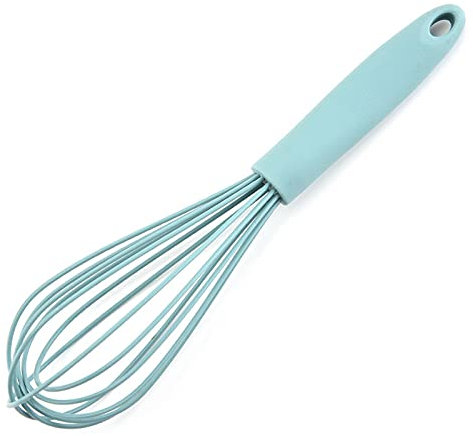 Fouet de cuisine en silicone de 25,4 cm pour la cuisine, la pâtisserie, fouet, fouet, fouet pour battre les œufs (bleu)