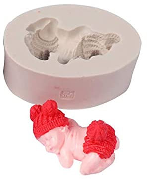 Cute 3D Sleeping Baby with Hat Moulds for Cake Decorating Silicone Fondant Chocolate Mold DIY Fondant Candy Making Mold for Baby Shower Birthday Party Cake Decoration