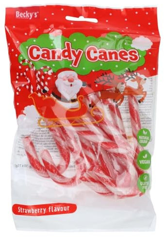 10 er Tüte Zuckerstangen Candy Canes Erdbeergescmack, a 12 cm