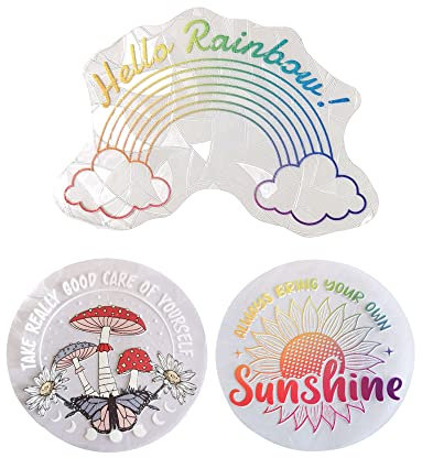 FBBULES 3 Stück Prisma Fensteraufkleber Regenbogen Fensterfolie Suncatcher Sticker Glastüren Aufkleber Fensterbilder Für Badezimmer Schlafzimmer Wohnzimmer Fensterglas Spiegel Dekoration