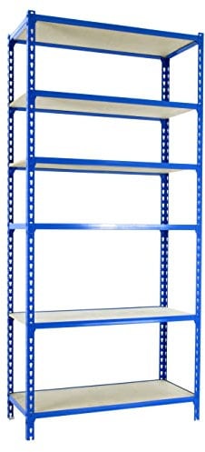 PROREGAL Schwerlastregal Giant MULI | HxBxT 250x100x50cm | 6 Fachböden | Fachlast 150kg | Blau | Lagerregal Kellerregal Werkstattregal Metallregal Fachbodenregal Steckregal