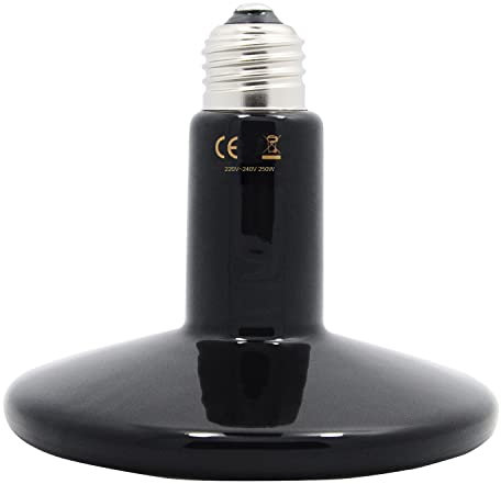 Ceramic Heat Lamp, 250W Infrared Bulb Emitter for Pet Brooder Coop Chicken Lizard Turtle Snake Aquarium - No Harm No Light E27 220-240V