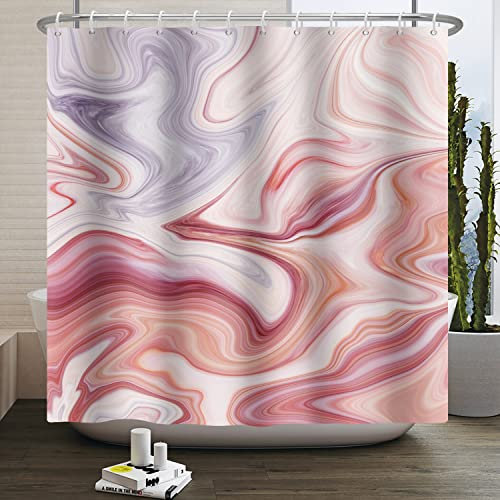 Ttincceer Rideau de Douche en Marbre Rose Violet 180x200cm - Ombre Aquarelle Imperméable, Abstrait de Luxe pour Salle de Bain et Baignoire