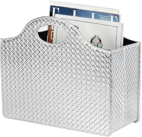 HofferRuffer Porte-revues et Journaux, Panier de Rangement pour Bureau, Table Basse, Salon, Bureau de Réception (Argenté)
