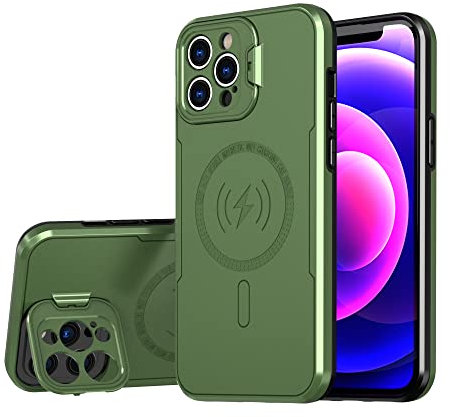 S. Dawezo Magnetische Hülle für iPhone 11 Pro mit Magsafe, integrierter Kamera Ringständer Handyhülle, Stoßfest Panzerhülle Militär Robust Duty Standfunktion Handyhülle für iPhone 11 Pro -Grün