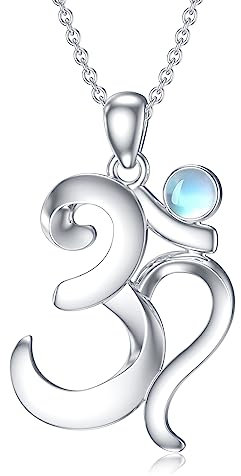 YAFEINI Om Kette für Damen Silber 925 Yoga Mondstein Halskette Spirituelle Schmuck für Muttertag Geburtstagsgeschenk für Sie Mutter Frau Freundin (Om Halskette)