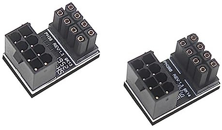 YdseozOA 2PCS 8-Pin-Buchse auf 8-Pin-Stecker, 180 Grad abgewinkelter Adapter für Desktops, Grafikkarte, GPU-Stromkabel, Verbindungsadapter, 180° drehbarer 8-Pin-Grafikkarten-Stromanschluss