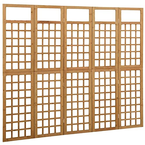 Tidyard 5-TLG. Paravent/Spalier Tannenholz Massiv Paravent Rankhilfe Raumtrenner Raumteiler Trennwand Umkleide Sichtschutz Spanische Wand 201,5 x 180 cm (B x H) Dicke: 2 cm