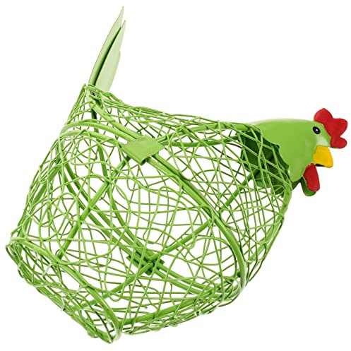 Zerodeko Hen Egg Basket Hen Iron Basket Egg Basket Green Decor Wire Egg Storage Basket Onion Garlic Basket Hen Shape Storage Basket Kitchen Storage Basket Chicken Iron Wire Decorations
