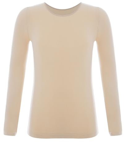 renvena Mädchen Thermohemd Thermo Unterwäsche Unterhemd Hautfarbe Base Layer Oberteile Tops Warm Langarmshirt Tanzkleidung