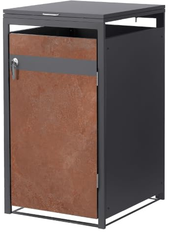 ML-Design Mülltonnenbox 1er 240L, Mülltonnenverkleidung für 1 Mülltonne, Müllbox wetterfest, Mülltonnenhaus aus Stahl, Müllcontainer mit Deckel, abschließbare Tür, 68x80x120 cm, Anthrazit-Rostoptik