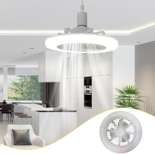 Kmarouse Ventilatori da soffitto con luci e telecomando Ventilatore da soffitto a basso profilo dimmerabile a 3 colori Testa universale Vite Bocca Ventilatore Controllo della luce