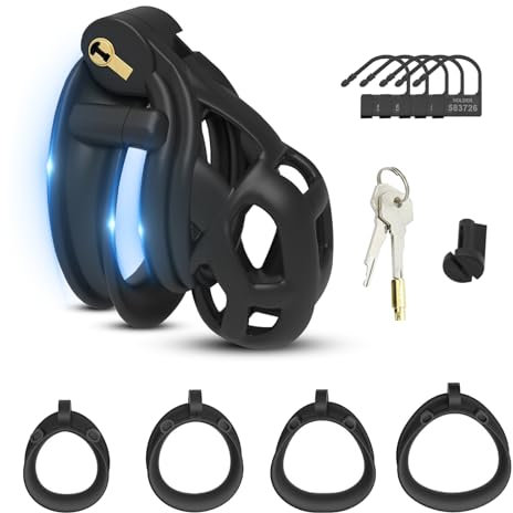 AMZII 6.0 Cobra Peniskäfig Sex Spielzeug für die Männer,Keuschheitskäfig Herren mit 4 Arc Cockring & 6 Schloss,Chastity Cage Male Keuschheitsgürtel für Herren Sex Toyset Herren Penis Käfig (6.0, M)