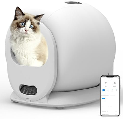 RUYICZB Litière Chats Autonettoyante avec Système Anti-Odeurs, Bac À Litière Automatique 65L+9L avec Contrôle WiFi Toilette pour Chat Autonettoyant, Couvercle Amovible