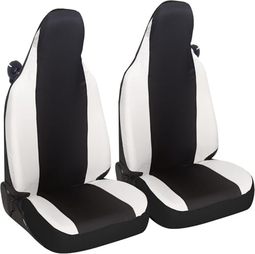 Susy Shop Autositzbezüge, kompatibel mit Smart fortwo, 450 451 und 453, Set mit 2 Vordersitzbezügen aus Polycotton (Schwarz/Weiß)