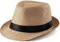 Baobiutin Men's Brown Straw Fedora Hat, Vintage Style, UV Protection, Breathable, Curled Brim, Medium Size, UK/US, Casual, Spring/Summer