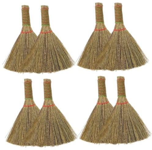 Healvian 8 Pcs Kitchen Cleaning Broom Indians Broom Vintage Broom Broom Miniature Wicca Brush Pet Whisk Mini Brooms House Scrub Mini Straw Broom Table Broom Cleaning Brooms Miscanthus