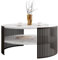Mirjan24 Couchtisch mit Ablage Fahugin, Runde Form, Beine aus Metall, Kaffeetisch, Wohnzimmertische, Beistelltisch, Sofatisch, Teetisch (Bianco Marmor, Schwarz)