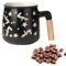MACHUMA Ceramic Mug with Artisan Wooden Handle - 350ML Coffee and Tea Cup - Ideal for Home or Office Use - Unique Gift Idea (Black)