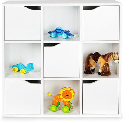 leomark Estantería de Madera con 5 Puertas - KUBICO MAX, Dim: 29 x 89 x 89,5cm, Práctico, Funcional y estético, Ideal para la habitación de un niño, un Adolescente o para el salón