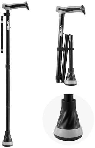 VEVOR Gehstock, zusammenklappbarer Spazierstock mit 8-Fach Einstellbarer Höhe (735-915 mm), Wanderstock, leichte und tragbare Gehhilfe aus Aluminium für ältere Erwachsene, Gehstütze 113 kg Tragkraft