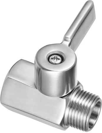 POPETPOP Kleiner Kugelhahn Silber aus Edelstahl 304 mit Innen und Außengewinde On Off Funktion Sechseckige Form für Wasser und Ölabsperrung im Hausgebrauch