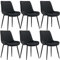 CLIPOP Samt Esszimmerstühle 6er Set Küchenstühle Polsterstuhl Wohnzimmerstuhl Gepolsterte Sessel Sitzfläche mit Rückenlehne und Metallbeine (6er Set, Schwarz)