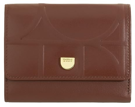 DUDU Damenportemonnaie Klein RFID aus Echtem Bedrucktem Leder, Geldbörse mit Reißverschlussfach – Elegant, Kompakt für die Handtasche, Perfekt für Karten und Münzen Chocolate_Lilac