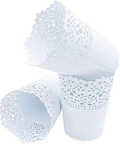 Lot de 3 organiseurs de maquillage - Support de rangement pour pinceaux de maquillage - Pot de fleurs en métal - Pour pinceaux de maquillage