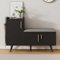YEHTOKHOME Banc à Chaussures Moderne avec 3 Portes et étagères réglables,Meuble à Chaussures avec poignées en métal, multifonctionnelle Armoire avec Espace de Rangement (Noir 1)