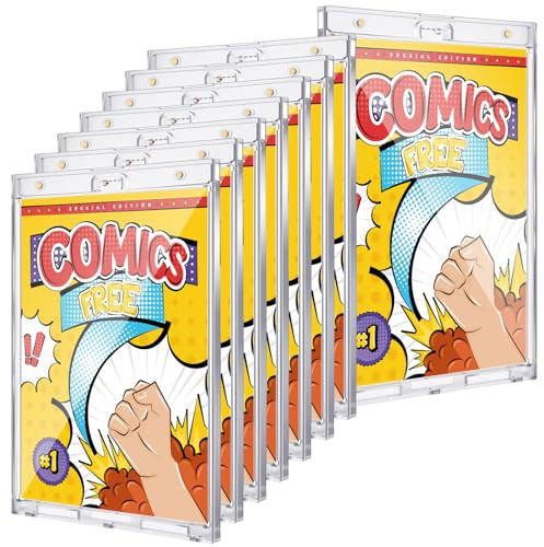 Wonderjune Magnetische Comicbuch-Halter, außen, transparent, Comicbuch-Vitrine, Wandmontage, UV-Schutz, passend für die meisten Wand-Displays (20 x 31 cm, 19,1 x 27,7 cm), 4 Stück