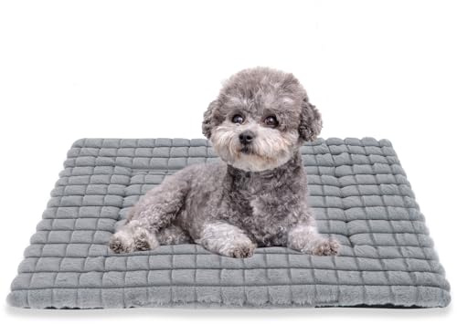 BVAGSS Flauschiges Orthopädisches Hundebett, Waschbar Hundematte, rutschfeste Unterseite, Plüsch Hundekissen Weiche und Warme Hundematte für klein mittel große Hunde XH082 (75x50cm,Grau)