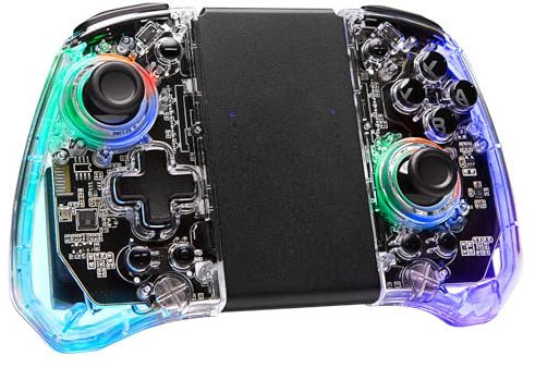 Genérico Mandos para Switch, Mando Inalámbrico para Switch/Lite/Oled, Controller Wireless con Led RGB/Wake Up/Turbo/Giroscopio/Vibración Ajustable/Botón Programble