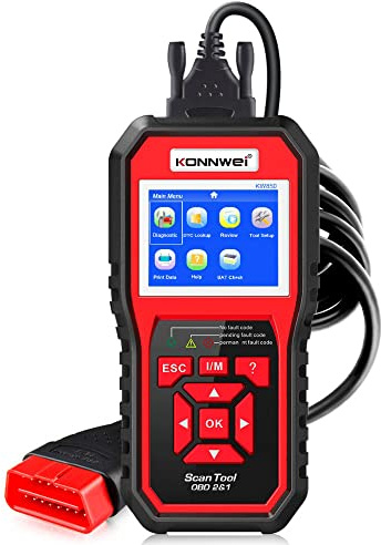 KONNWEI KW850 OBD2 Diagnosis Coche, Maquina Diagnosis Coche Multimarca 10 Funciones,con Todas Las Funciones OBD2,para vehículos Fabricados a Partir del año 2000,actualización Gratuita de por Vida